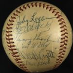 1958 Milwaukee Braves Team Signed Baseball w/24 Sigs. w/Hank Aaron Eddie Mathews - JSA 