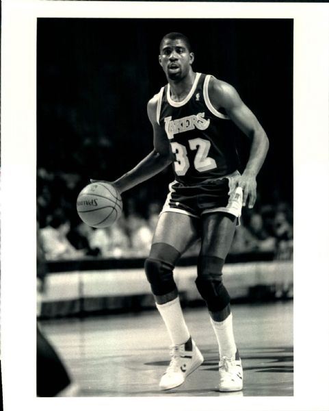 1988-91 Magic Johnson Los Angeles Lakers "TSN Collection Archives" Original 8" x 10" Photos (Sporting News Collection Hologram/MEARS LOA) - Lot of 2