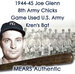 1944-45 Joe Glenn 8th Army Chicks Krens Special Professional Model Game Used Bat (MEARS Authentic) 