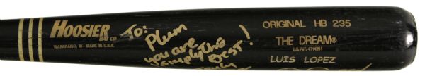 1997-99 Luis Lopez New York Mets Autographed Hoosier Professional Model Game Used Bat (MEARS A7)