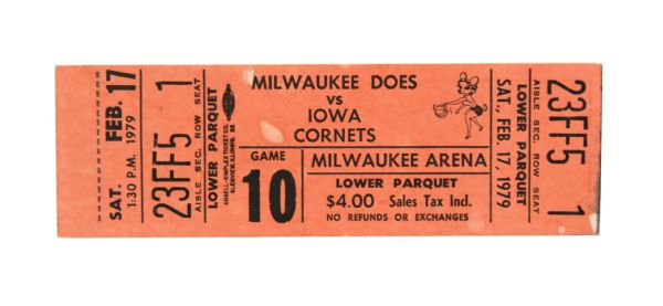 1979 Milwaukee Does vs. Iowa Cornets Full Ticket 