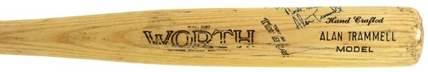 1988-90 circa Alan Trammell Detroit Tigers Autographed Worth Professional Model Game Used Bat (MEARS A10)