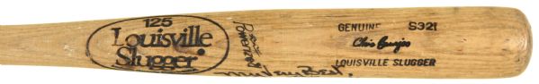 1980 Chris Bourjos San Francisco Giants Louisville Slugger Professional Model Game Used Bat (MEARS A6) Autographed by Willie Stargell 