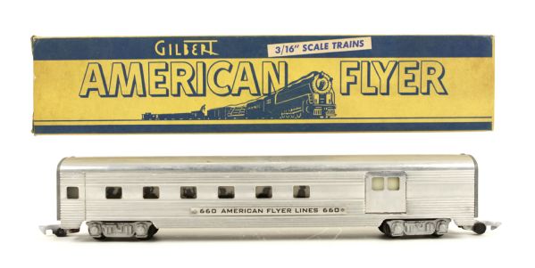 1947 circa Gilbert American Flyer 3/16" Scale Train No. 660 Streamlined Baggage Car