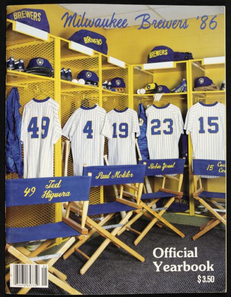 1986 Milwaukee Brewers Signed Team Yearbook w/4 Sigs. Incll. Robin Yount Bud Selig Paul Molitor - JSA