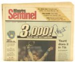 1983-92 Robin Yount Milwaukee Brewers Signed Newspaper - Lot of 3 w/Largest Yount Signature Known to Man - MEARS LOA 