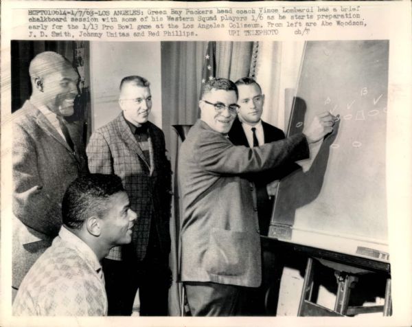 1963 Vince Lombardi Johnny Unitas "TSN Collection Archives" Original 7" x 9" Photo (Sporting News Collection Hologram/MEARS LOA) 