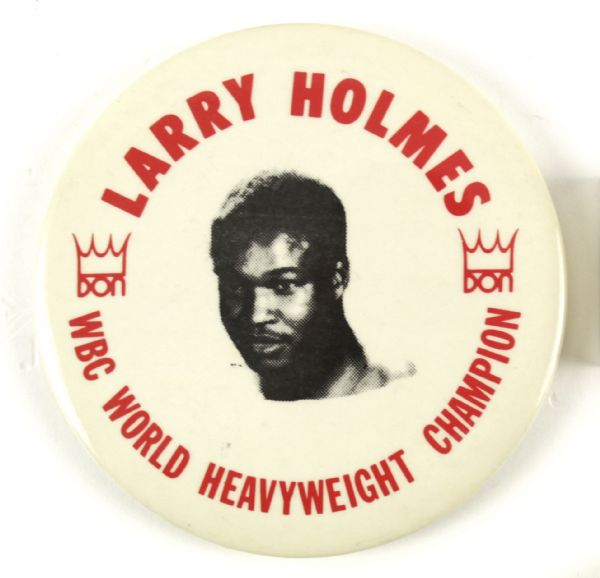 1980s Larry Holmes WBC World Heavyweight Champion 4" Pinback Button 