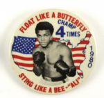 1980 Muhammad Ali Champ 4 Times 3" Pinback Button 
