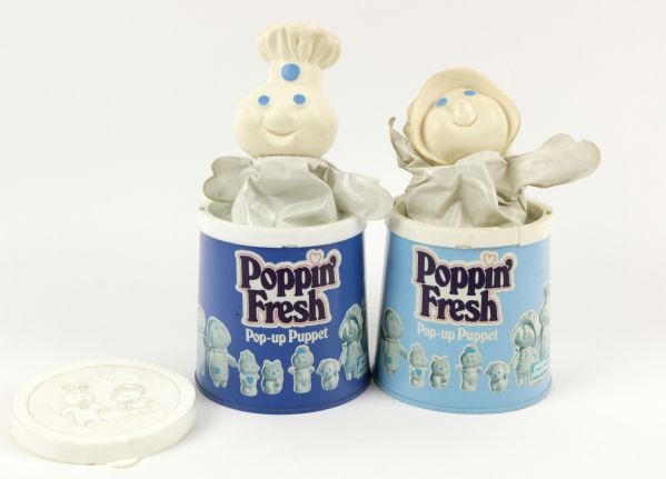 1974 Poppin Fresh & Poppie Pop-Up Puppet w/Lid (Lot of 2)