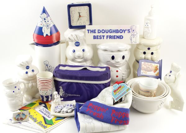 1970s-80s Pillsbury Doughboy Collection w/1980s Dakin Poppin Fresh Stuffed Puppet & 18" Star Shine Stuffed Dolls 
