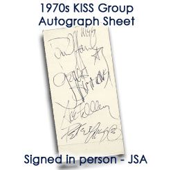 1970s KISS Signed Hotel Receipt w/Paul Stanley Gene Simmons Peter Criss & Ace Frehley - Full JSA Letter 