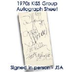 1970s KISS Signed Hotel Receipt w/Paul Stanley Gene Simmons Peter Criss & Ace Frehley - Full JSA Letter 