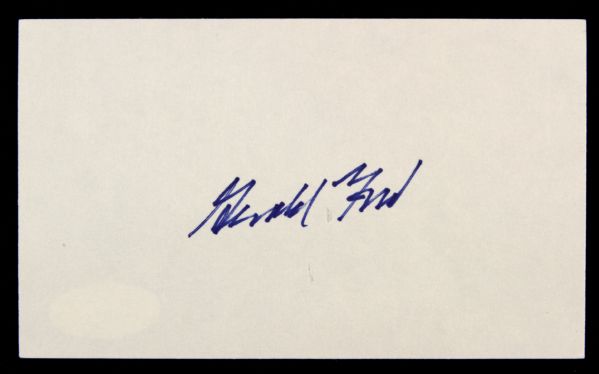 1990s Gerald Ford Signed Index Card - JSA Sticker & Certificate 