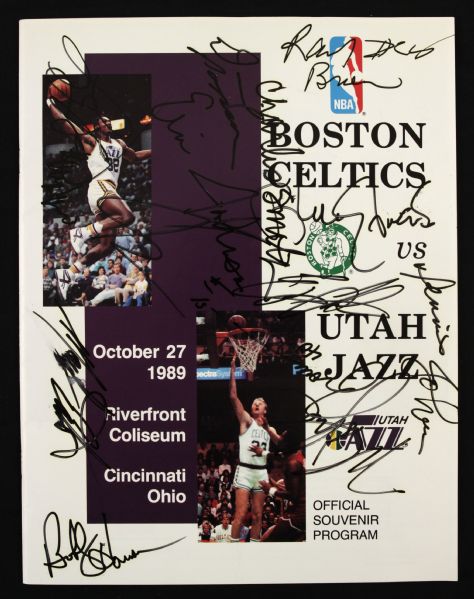 1989 Boston Celtics vs. Utah Jazz Signed Program w/13 Sigs. Incl. Dennis Johnson Larry Bird - JSA 