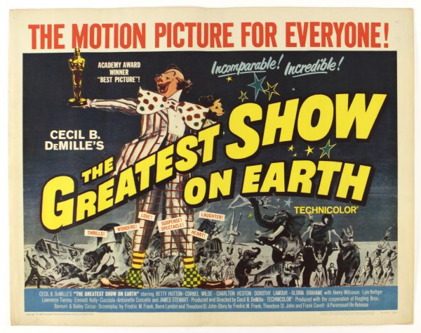 1960 The Greatest Show on Earth 28" x 22" Movie Poster 