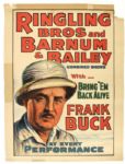1938 Ringling Bros. and Barnum & Bailey 21" x 28" Circus Poster w/Frank Buck
