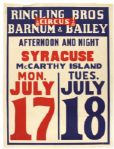 1940s Ringling Bros. and Barnum & Bailey 21" x 27" Syracuse Circus Poster 
