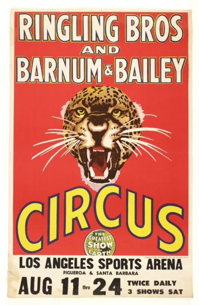 1960s Ringling Brothers Barnum & Bailey 14" x 22" Circus Poster 