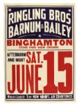 1940s Ringling Bros. Barnum & Bailey 20 1/2" x 28" Binghamtom Circus Poster