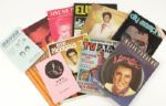 1970s-80s Collection of 80 Elvis Presley Albums  (23) 45 RPMs (22) Postcards 1978 Card Set Cards Programs and Dancing Elvis Music Box w/Albums 