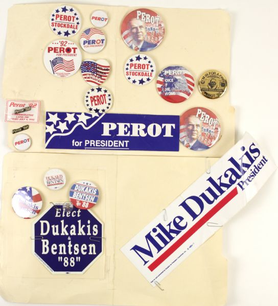 1988-92 Presidential George Bush vs. Michael Dukadkis Memorabilia - Pencil Toppers (23) Buttons Bumper Stickers 