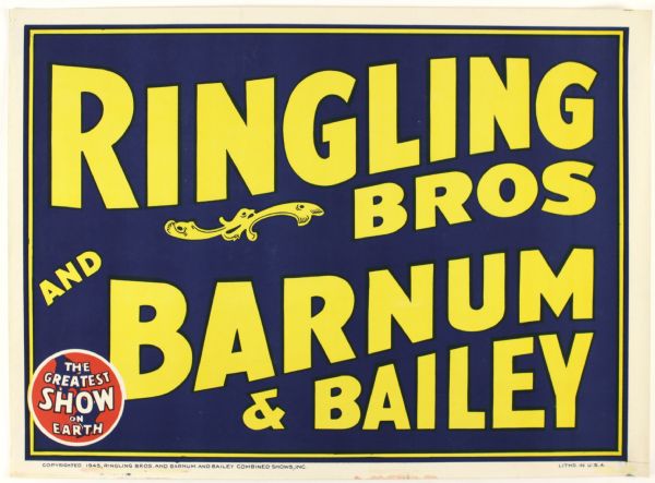 1945 Ringling Bros. and Barnum & Bailey 28" x 21" Poster 
