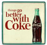 1960s-70s 23 1/2" x 24 1/2" Coca Cola Metal Sign 