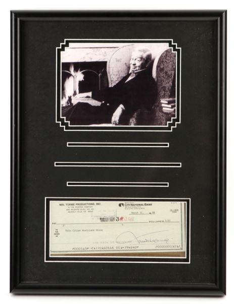 1988 Mel Torme Signed Check Display - JSA 