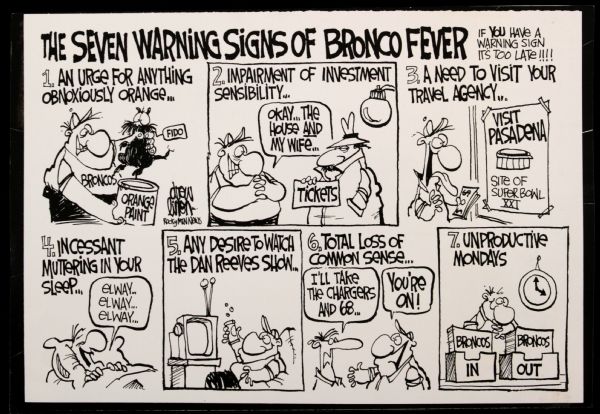 1980s Denver Broncos Original Comic Art - Lot of 2 