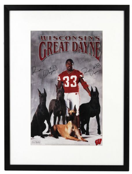 1990s Ron Dayne Wisconsin Badgers Signed 19 1/2" x 25 1/2" Framed Dsiplay 