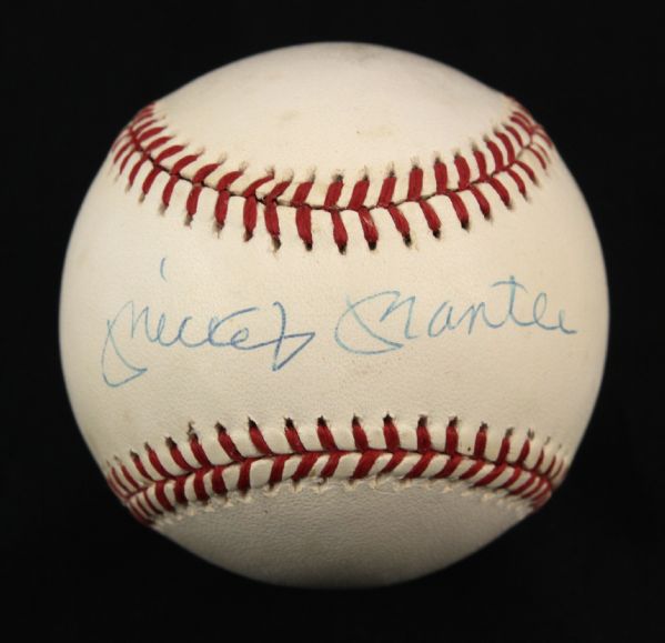 1984-94 Mickey Mantle New York Yankees Single Signed OAL (Brown) Baseball - JSA 
