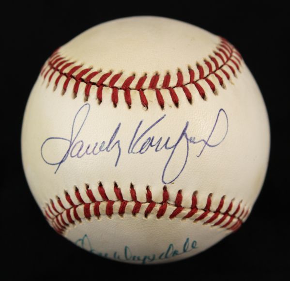 1987-89 Don Drysdale & Sandy Koufax Los Angeles Dodgers Signed Baseball - JSA 