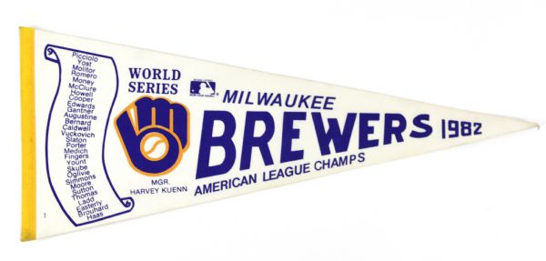 1969-82  Milwaukee Brewers Early Full Size Pennant & World Series Scroll Pennant
