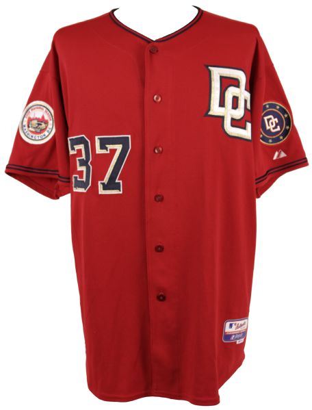 2007 Mike Bacsik Washington Nationals Game Worn Jersey & (3) Opening Day Locker Room Plates (MEARS LOA)