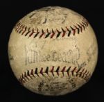 1930s Babe Ruth Lou Gehrig New York Yankees  & Bob Feller Signed Baseball - JSA (Partially Enhanced Signatures)