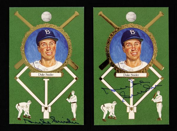 1990 Duke Snider Brooklyn Dodgers Signed Perez Steele Card - Lot of 2 w/JSA Sticker