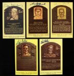 1980s-90s Signed Yellow Hall of Fame Postcard Collection - Lot of 33 w/Carl Hubbell Jocko Conlon McCovey Edd Roush Rube Marquard Travis Jackson - JSA 