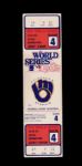 1982 Milwaukee Brewers Game 4 Full World Series Ticket 