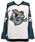 2006-07 Nolan Schaefer Worcester Sharks Game Worn Signed Jersey - Good Use (MEARS LOA)