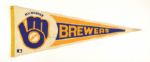 1975-82 Hank Aaron Milwaukee Brewers & Ball-In-Glove Logo Pennant 