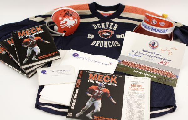 1990s Denver Broncos Memorabilia Collection w/Terrell Davis Signed Mini-Helmet 90 Total Items - JSA