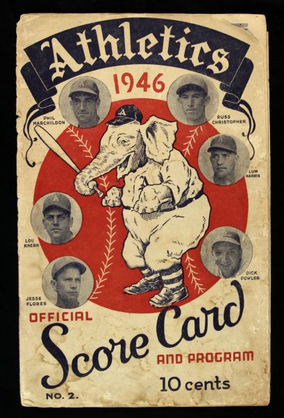 1946 Kansas City Athletics Scorecard vs. Detroit Tigers 