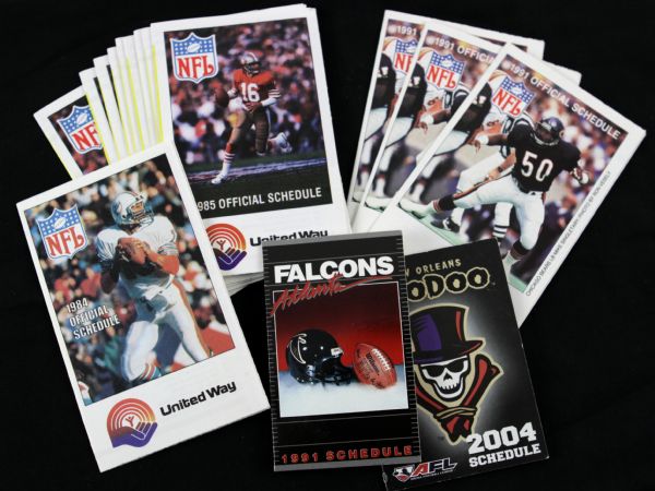 1985-2004 NFL Schedule - Collection of 33 w/9 Jerry Rice San Francisco 49ers Rookie Year Schedules & 8 Brett Favre Rookie Schedules