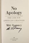2010 Mitt Romney Signed No Apology Hardcover Book w/JSA Sticker & Certificate