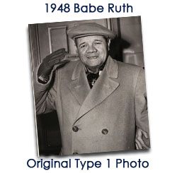 1948 Babe Ruth New York Yankees Original 7" x 8" Photo 