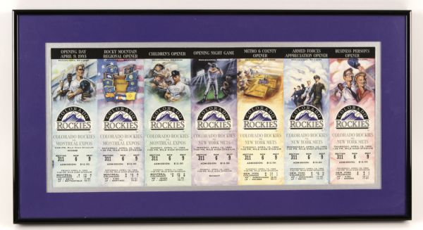 1993 Colorado Rockies Opening Series Ticket Poster Memorabilia Shirts Jacket Cap (Lot of 10)