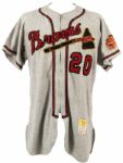 1957 Ray Crone Milwaukee Braves Game Worn Flannel Jersey (MEARS A9.5) 