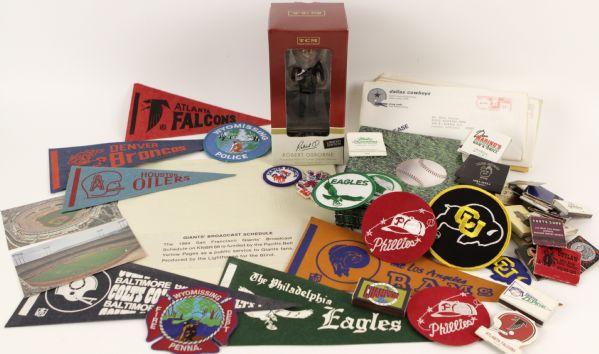 Collection of Baseball & Football Memorabilia Various 1960s Mini-Pennants Matchbooks RMP Records (44 Items)