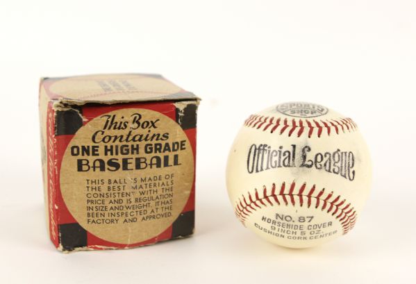 1940s-50s Official League Houston Sports Shop Baseball In Original Box 